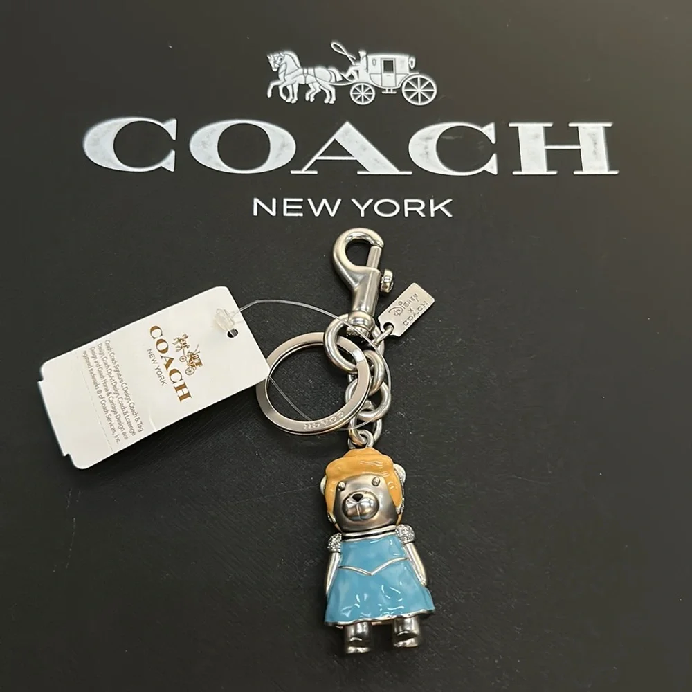 Coach Silver Disney CINDERELLA BEAR Handbag Charm Fob Keychain C0266 Princess - Picture 1 of 9